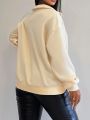 SHEIN SXY Zippered Half Placket Fleece Lined Sweatshirt With Drop Shoulder Sleeves