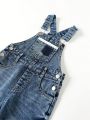 Young Girl Heart Print Denim Overalls