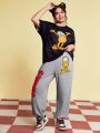 GARFIELD X SHEIN Plus Size Cartoon & Letter Graphic Joggers