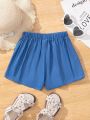 SHEIN Kids Cooltwn Girls' Daily Casual Wide Leg Knit Skirt-culottes