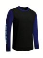 Fitness Men's Color Block Letter Print Sporty Sweatshirt