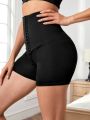 Yoga Basic Breathable Softness Hook And Eye Strap Shorts