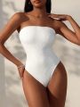 SHEIN Swim Y2GLAM Women's Halter Backless One-Piece Swimsuit With Knot Design