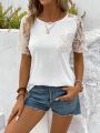 Ladies' Lace Patchwork Short Sleeve T-Shirt