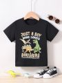 Toddler Boys' Dinosaur And Slogan Printed T-shirt