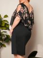 SHEIN CURVE+ Plus Size Women's Cold-shoulder Floral Print Dress