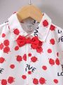 Baby Boys' Letter & Floral Printed Short Sleeve Shirt + Casual Shorts Two-Piece Set