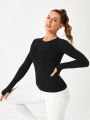 SHEIN Daily&Casual Women'S Seamless High-Stretch Long Sleeve Sports T-Shirt