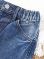 Toddler Girls' Denim Cargo Pants With Pockets