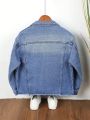 Girls' Flower Embroidery Water Wash Denim Jacket (For Teenagers)