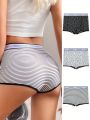 3pack Contrast Letter Tape Waist Shortie Set