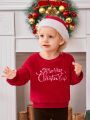 SHEIN Baby Girl Christmas Embroidery Fluffy Pullover