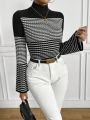 SHEIN Privé Flare Sleeve Sweater With Patchwork Design