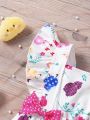 Baby Girls' Lovely Cartoon Printed Bodysuit For Summer