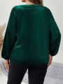 EMERY ROSE Loose Fit Plus Size Sweetheart Collar Long Sleeve T-Shirt