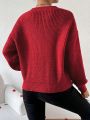 SHEIN LUNE Casual Women's Love Heart Patchwork Drop Shoulder Sweater