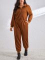 SHEIN Essnce Ladies Plus Size Mermaid Knitted Long Sleeve Jumpsuit