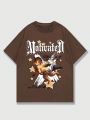 ROMWE Street Life Men's Angel And Letter Printed T-shirt