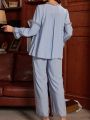 Maternity Long Sleeve Long Pants Pajama Set With Frill Edging