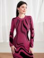 SHEIN Mulvari Graphic Pattern Sweater Dress Without Belt