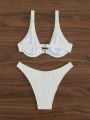 SHEIN Swim Vcay Split Swimsuit Set With Faux Pearl Detail For Women