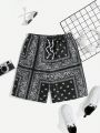 SHEIN Teenage Boys' Casual Paisley Printed Shorts