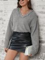 SHEIN LUNE V-neck Drop Shoulder Sweater