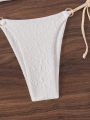 SHEIN Swim Mod Women's Jacquard Shoulder Strap Tie Band Bikini Swimsuit Set