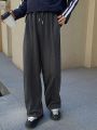 FriFul Solid Drawstring Waist Slant Pocket Wide Leg Pants