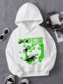 Teen Girl Figure & Letter Graphic Hoodie