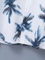 Teen Boys' Coconut Tree Printed Button Front Short Sleeve Shirt