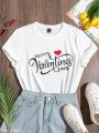 Women Valentine's Day Letter Printed T-Shirt