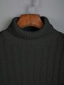 Teenage Boys' Simple Vertical Striped High Neck Pullover Sweater