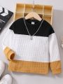 SHEIN Kids EVRYDAY Toddler Boys Color Block Waffle Knit Tee