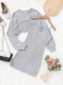 SHEIN Teen Girls' Knitted, Fuzzy, Textured Sweater Vest & Suspender Dress Set