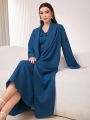 SHEIN Mulvari 2pcs/Set Shawl Collar Long Sleeve Jacket And V-Neck Sleeveless Dress