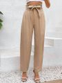 SHEIN Frenchy Loose Fit Paper Bag Waist Pants