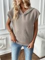 SHEIN Essnce Kangaroo Pocket Hooded Sweater Vest