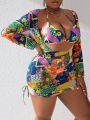 SHEIN Swim Vcay Plus Size Flower Printed Bikini Set