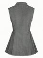 SHEIN LUNE Plus Size Women'S Herringbone V-Neck Vest