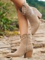 Styleloop Vintage Western Style Diamond-studded Five-pointed Star Cowboy Fashion Boots, Ankle Boots & Motorcycle Boots