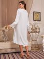 Ladies' Lace Splicing Ruffle Sleeve Sleep Dress