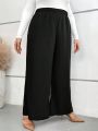 SHEIN CURVE+ Plus Solid Wide Leg Pants