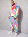 SHEIN Extended Sizes Men Plus Tie Dye Drop Shoulder Hooded Jacket & Pants