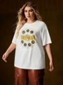 HOUSE OF THE DRAGON X SHEIN Plus Size Short Sleeve Letter & Animal Print T-Shirt