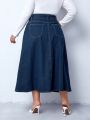 Plus Size Women's A-line Denim Skirt