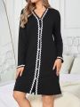 Women's Long Sleeve Single Breasted Homewear Dress