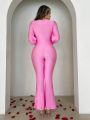 SHEIN SXY Women's Pink Flared Jumpsuit