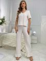 Women'S Solid Color Pajama Set