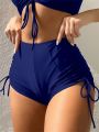 SHEIN Swim Basics Drawstring Side Bikini Bottom